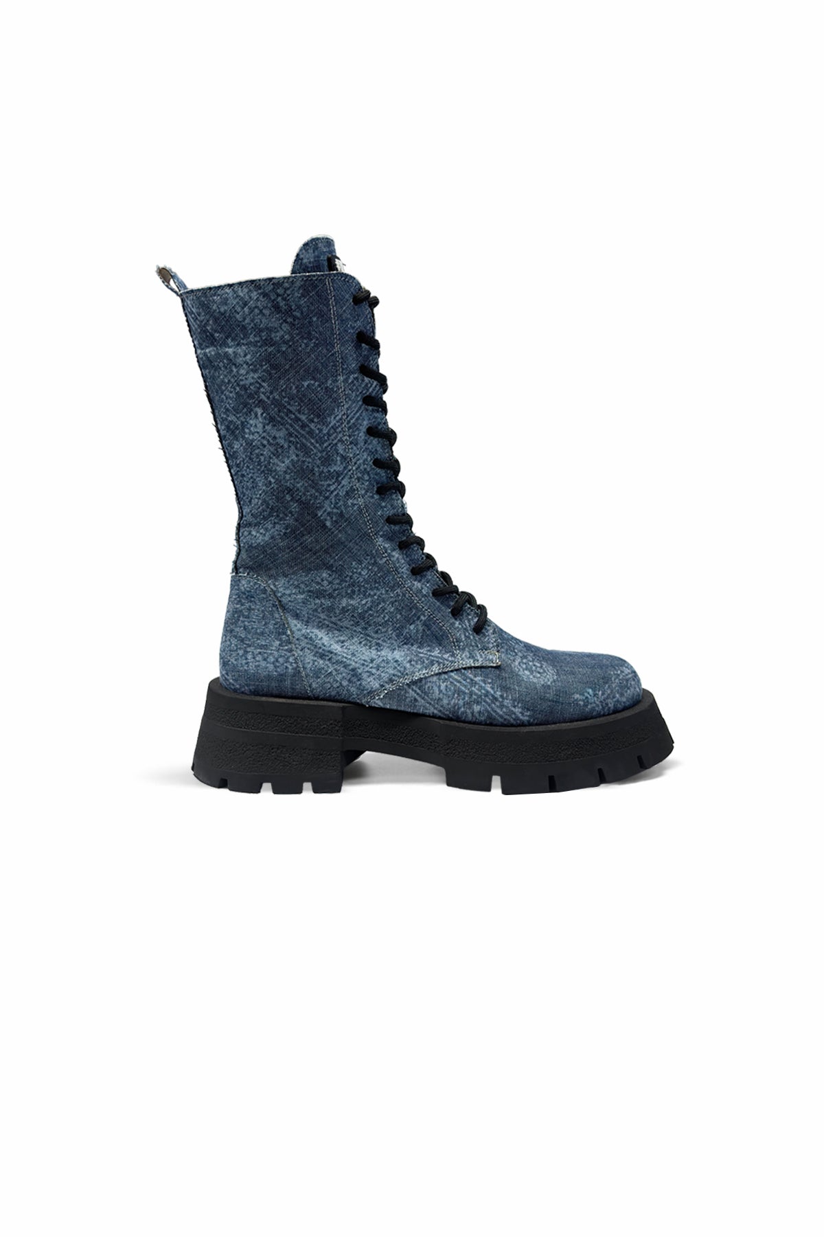 Blue Denim Thick Sole Boots Prence