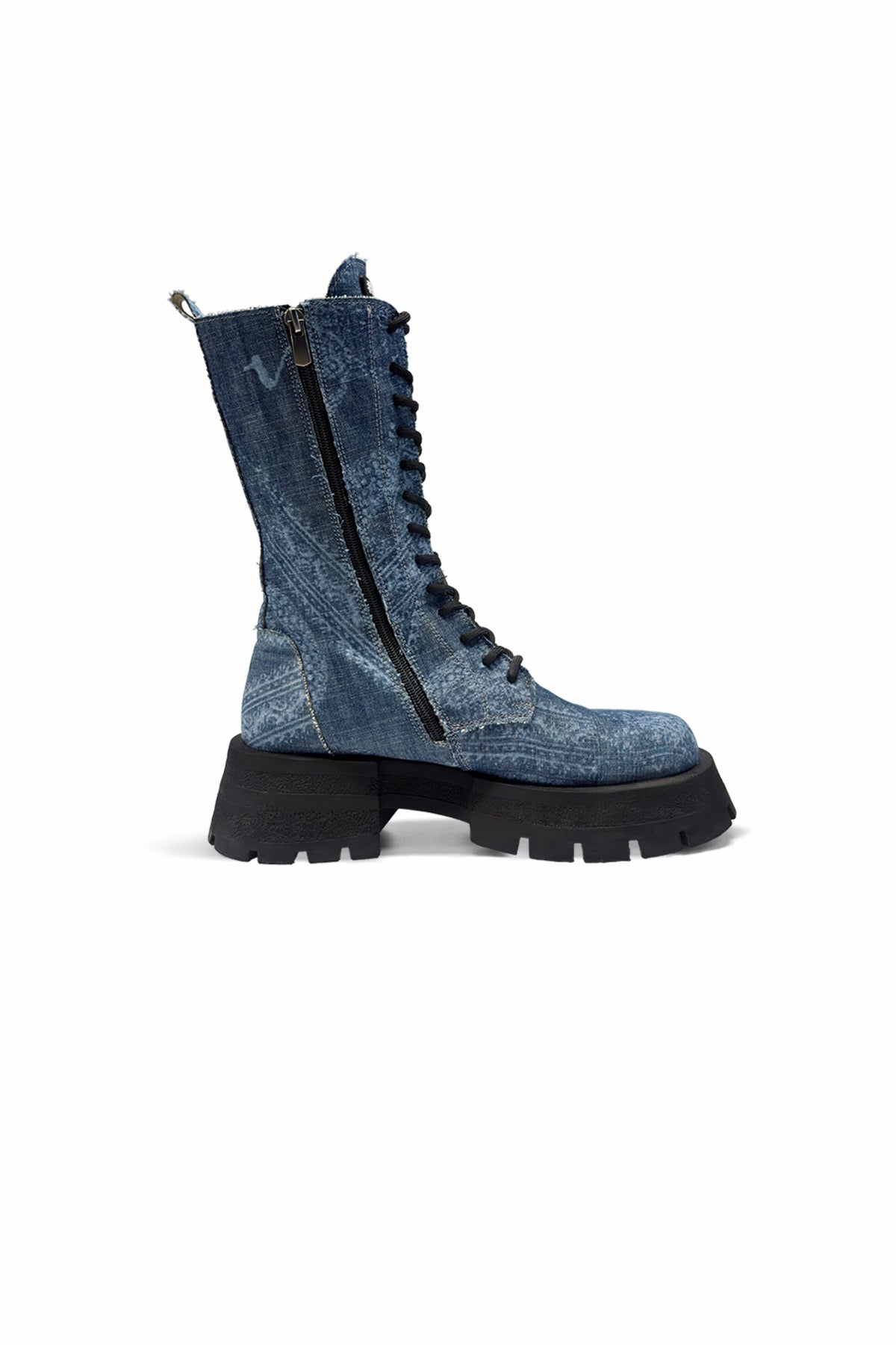 Blue Denim Thick Sole Boots Prence