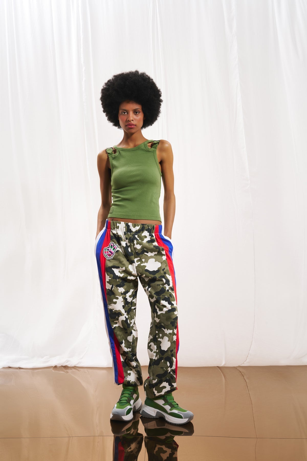 Olive Green Ribbed Tank Top 17019