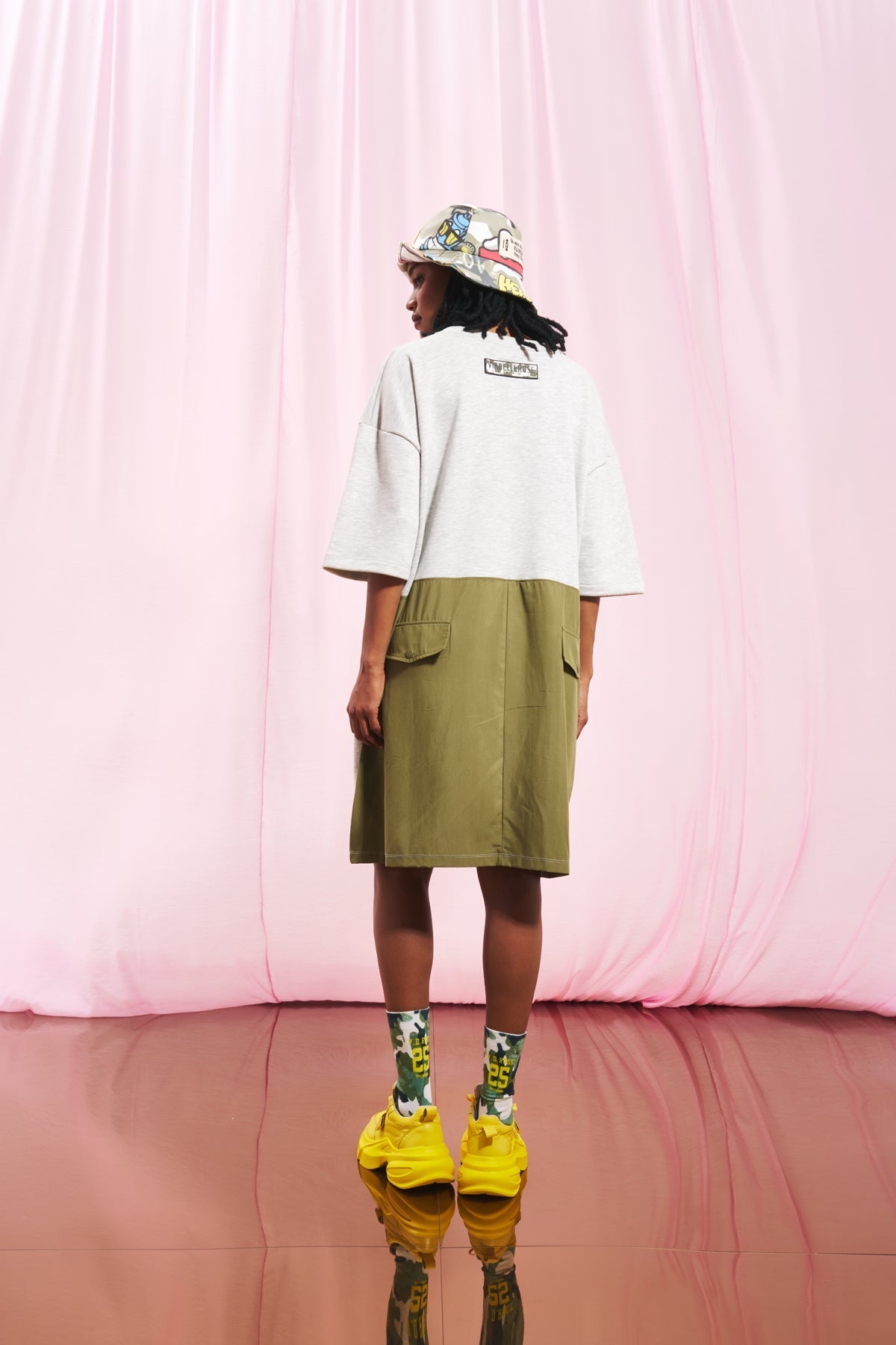 Grey Melange Olive Green Dress 17190
