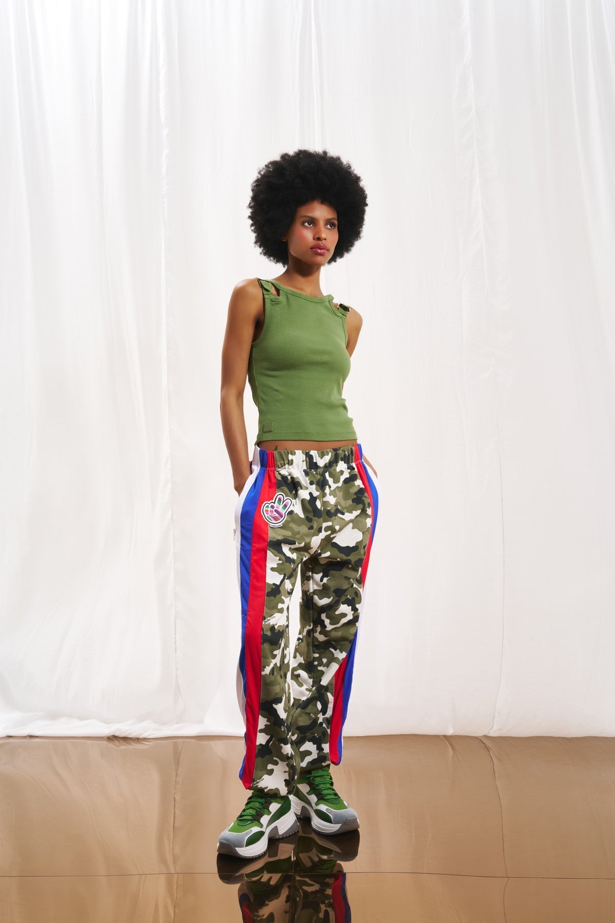 Khaki Camo Print Trousers 17338