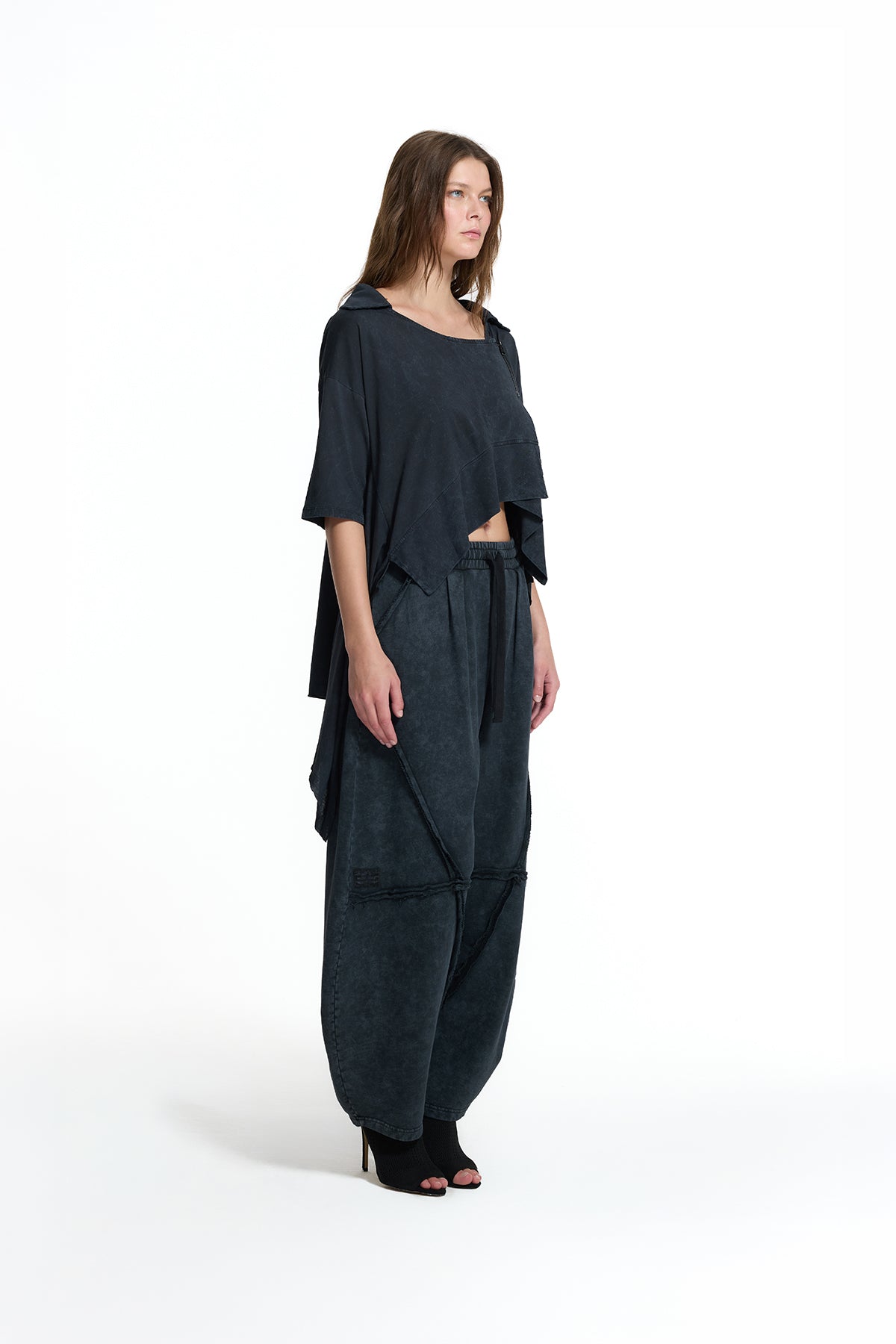 Black Seam Detail Baggy Trousers 19029