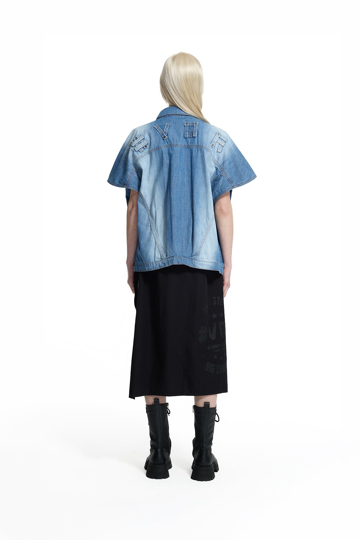 Blue Washed Logo Detail Denim Vest 19060