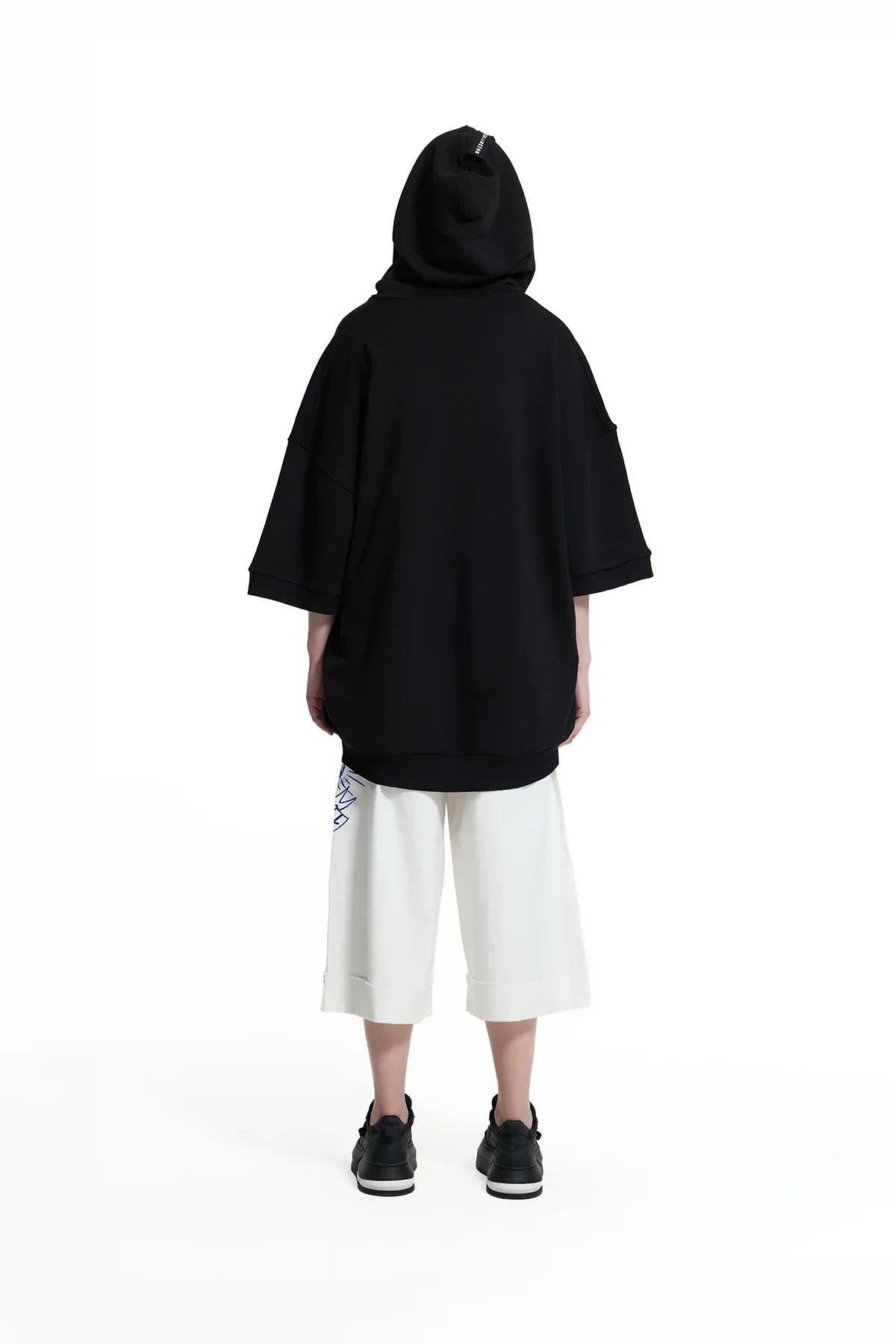 Black Short Sleeve Hoodie Sweatshirt 19110