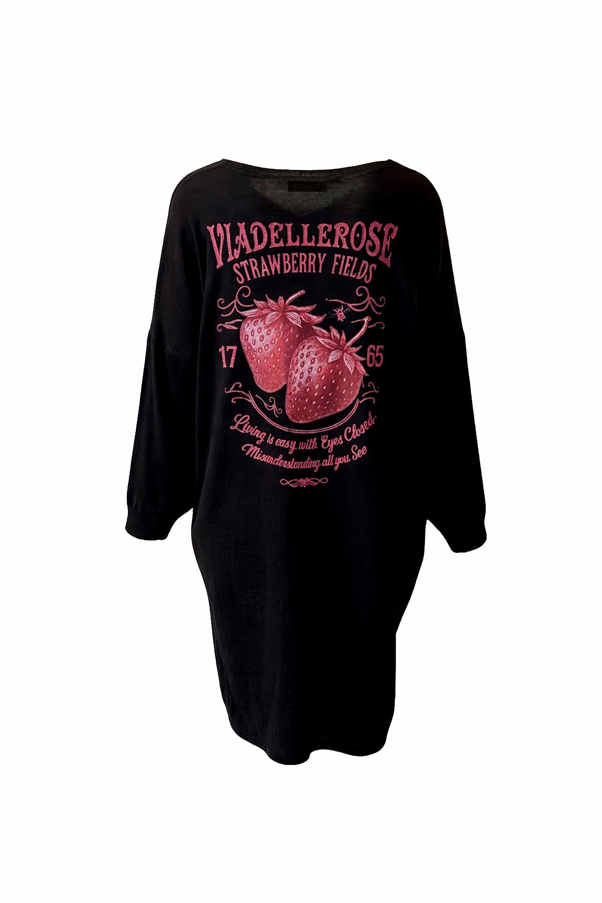 Black High-low Printed Knit Sweater 19171