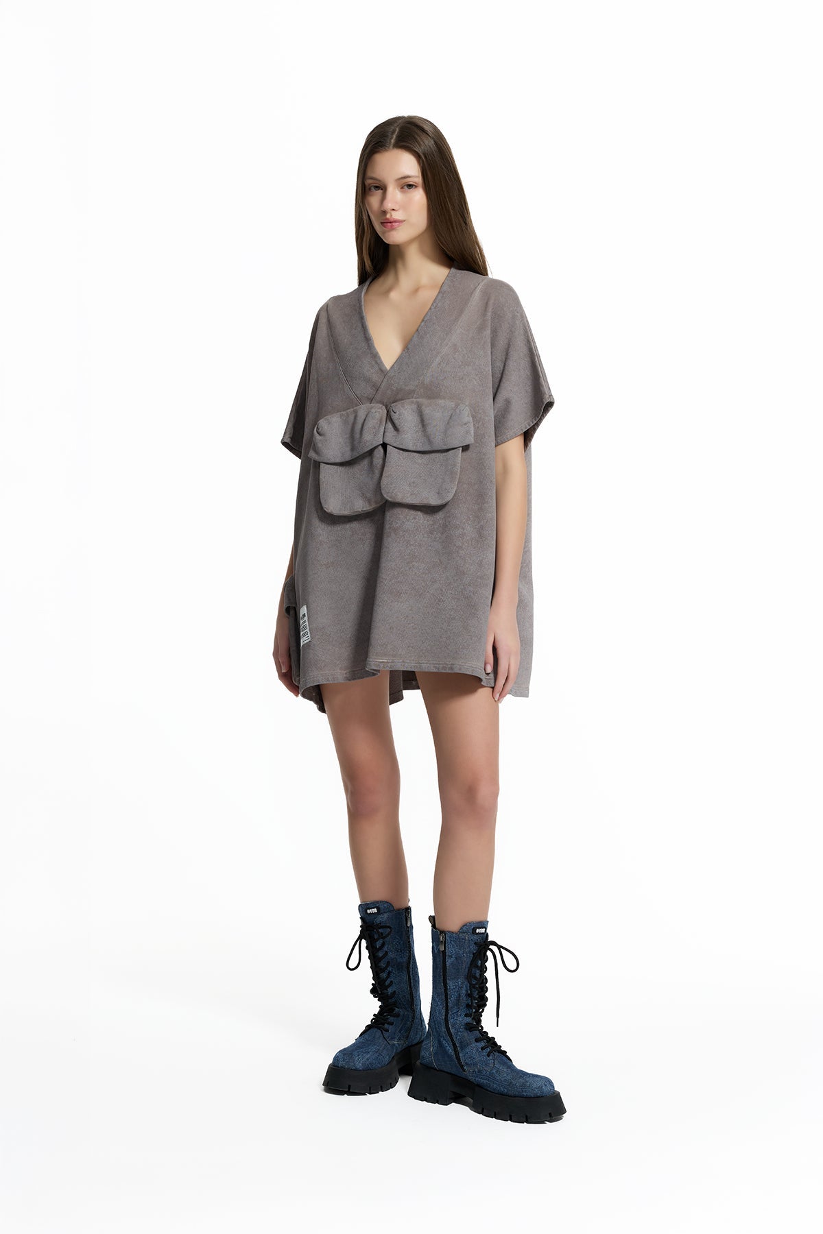Mink Beige Appliqué Pocket Oversized Sweatshirt 19194