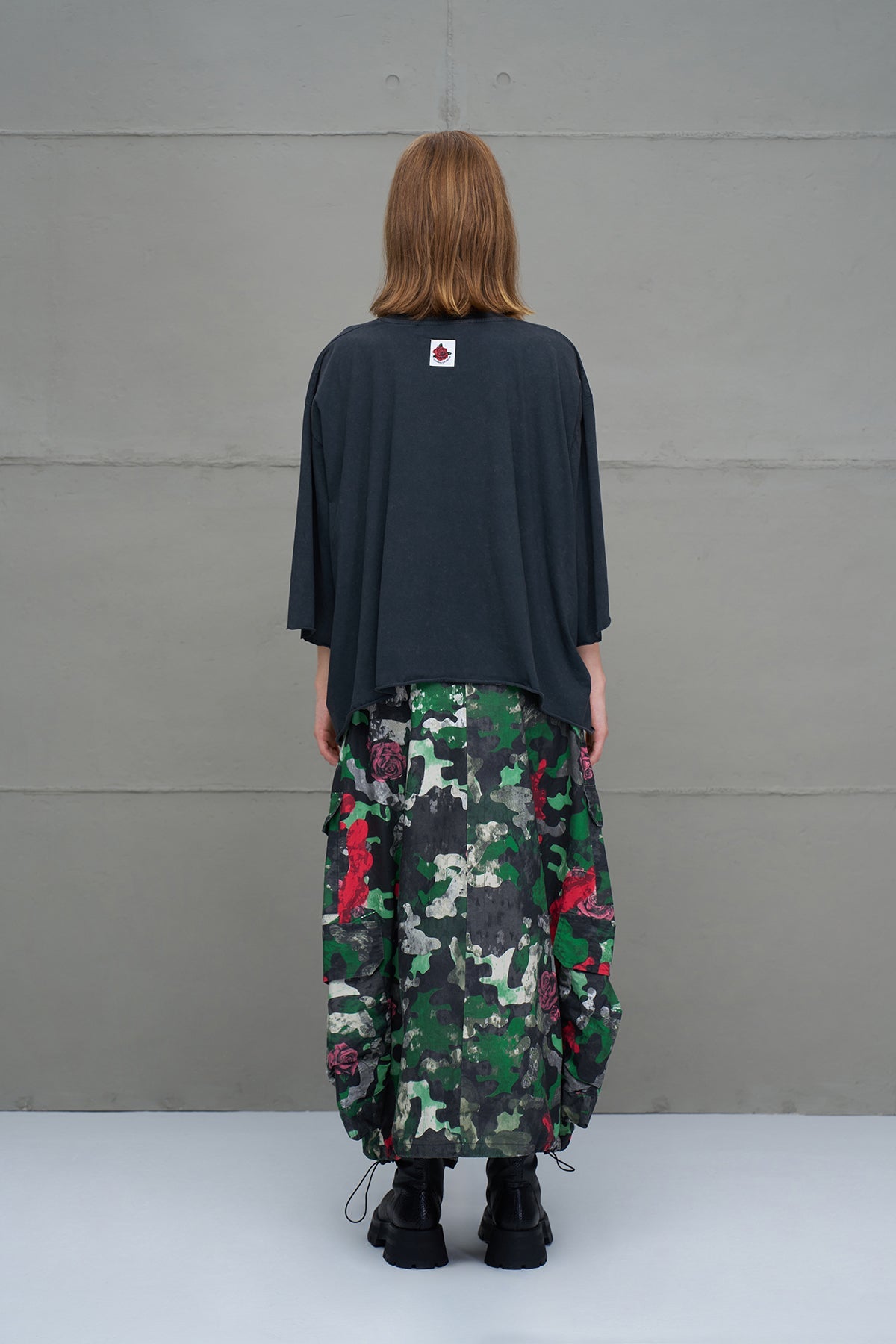 Camo Camouflage Print Oversized Midi Skirt 18028