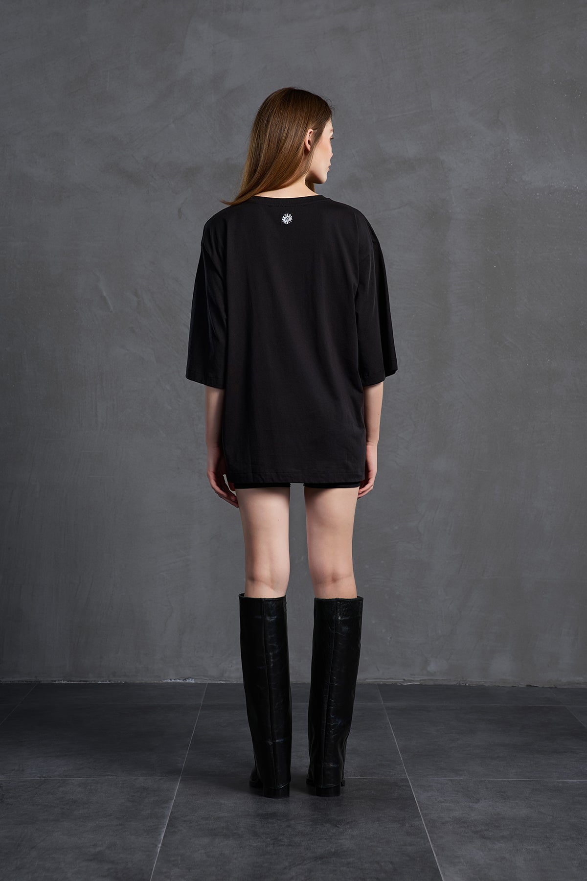 Black Printed Oversized T-shirt 18036