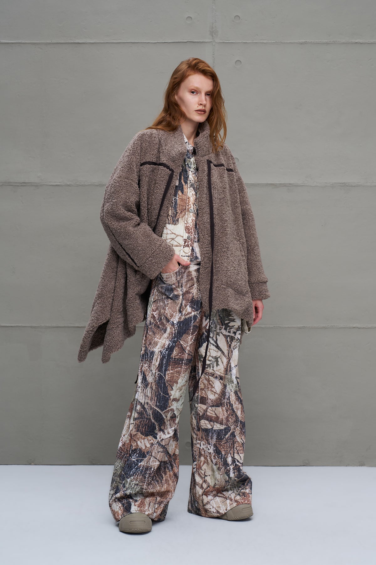 Beige Corduroy Wide-leg Trousers 18146