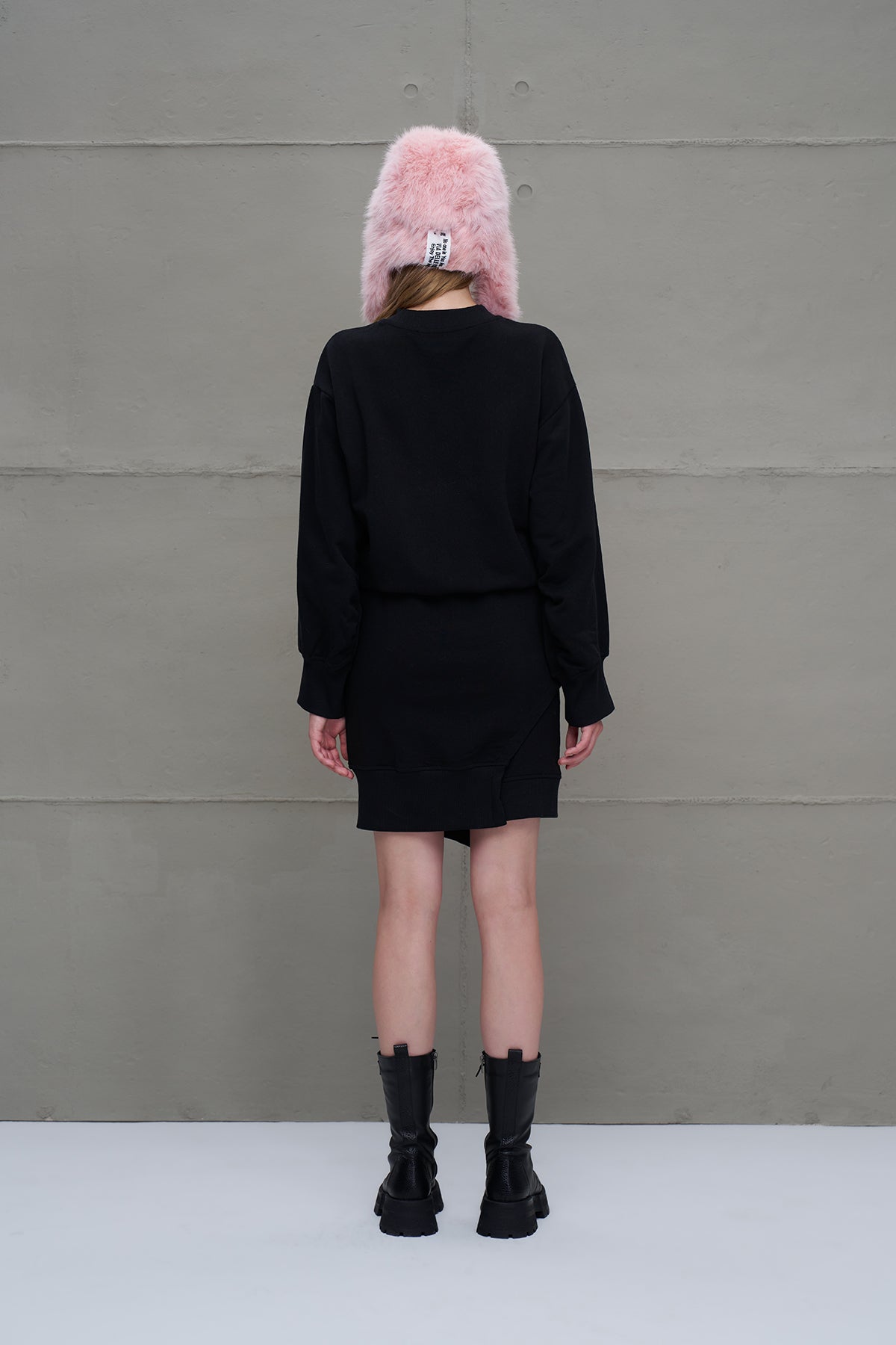 Black Asymmetric Oversize Dress 18161