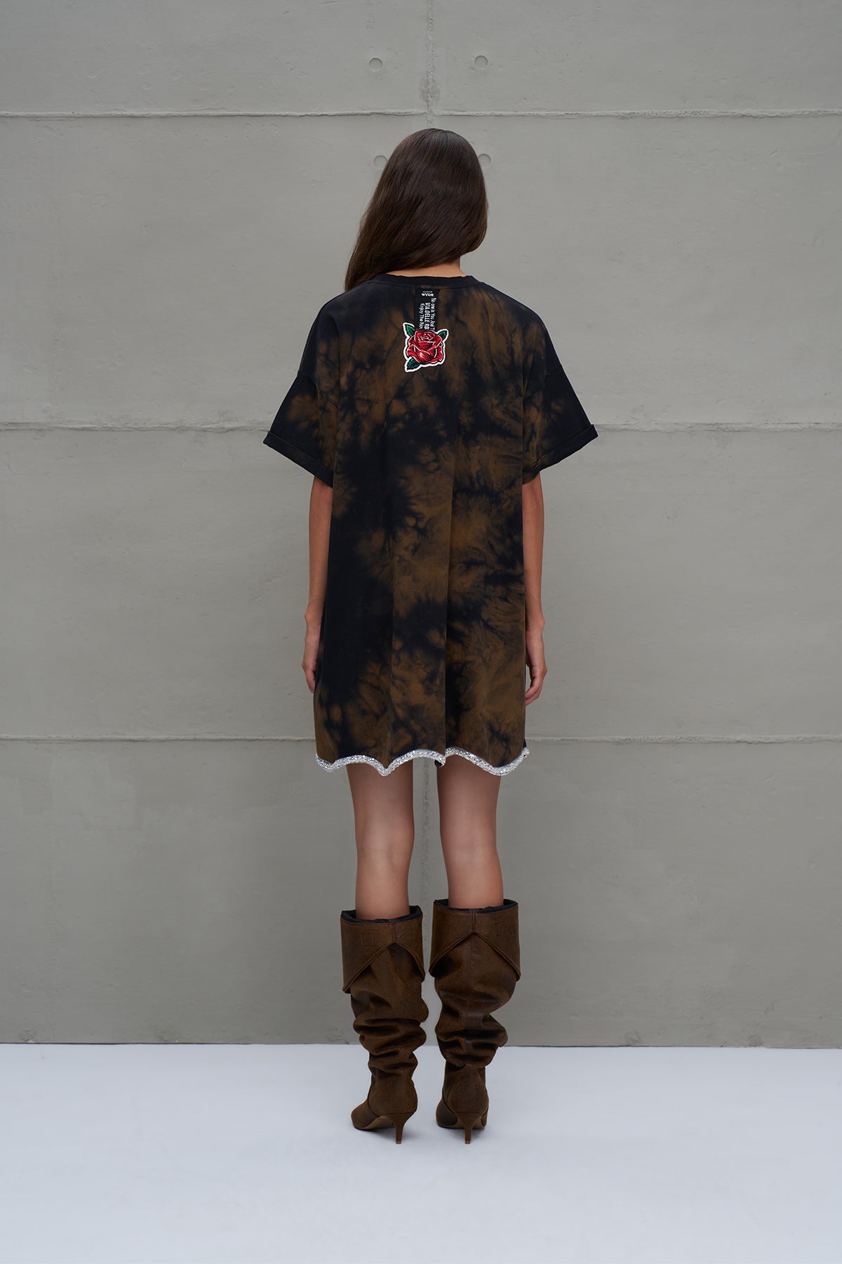 Brown Black Oversize Tie-dye Dress 18168
