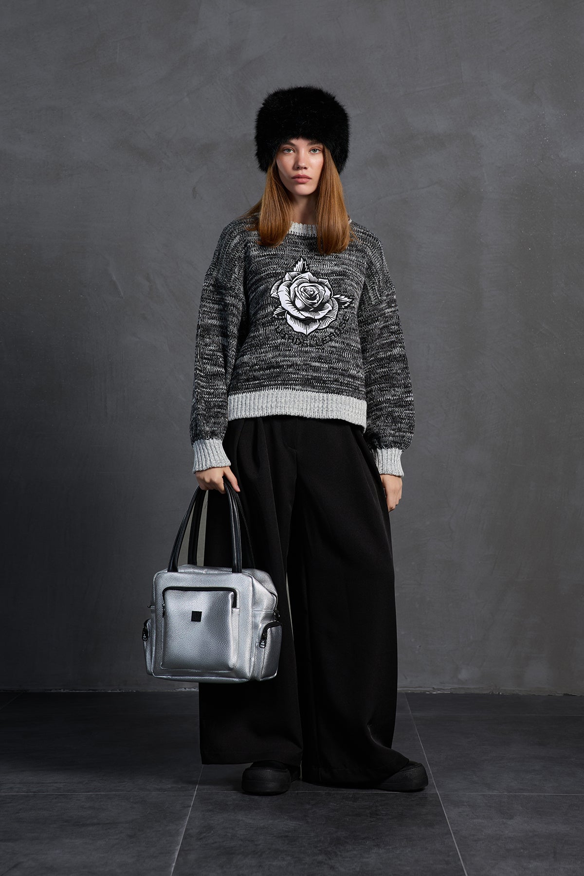 Black Pleated High-waist Trousers 18205