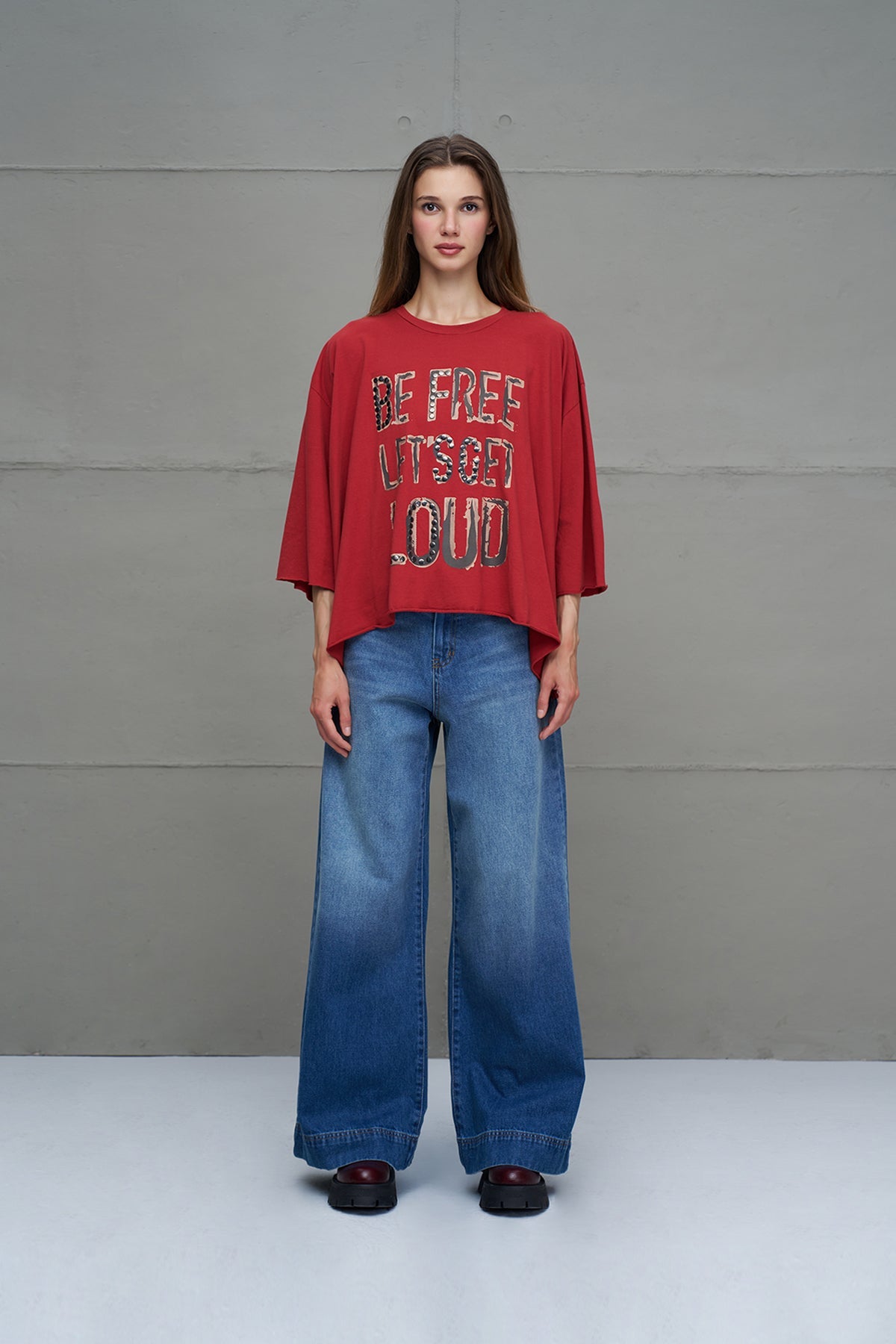 Blue Checkered Detail Denim Trousers 18269