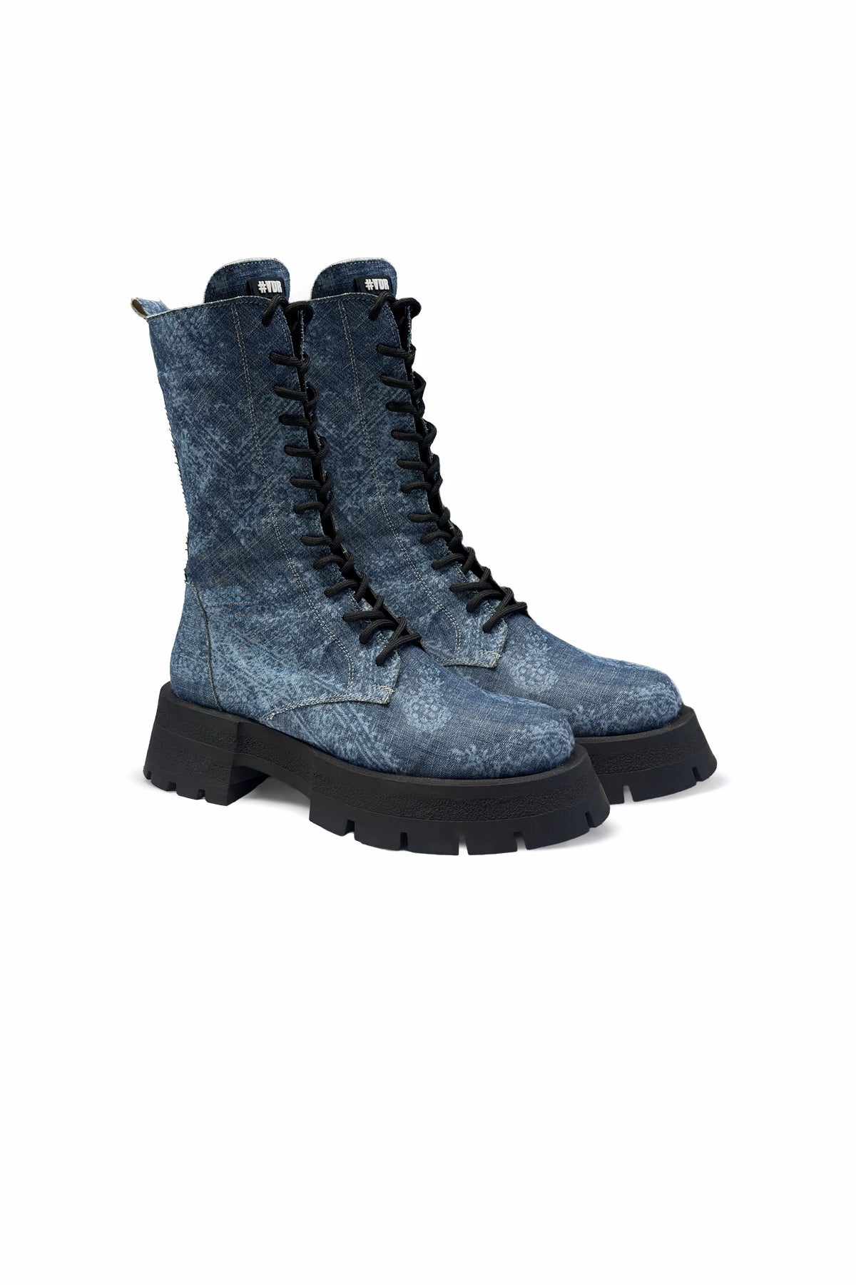 Blue Denim Thick Sole Boots Prence