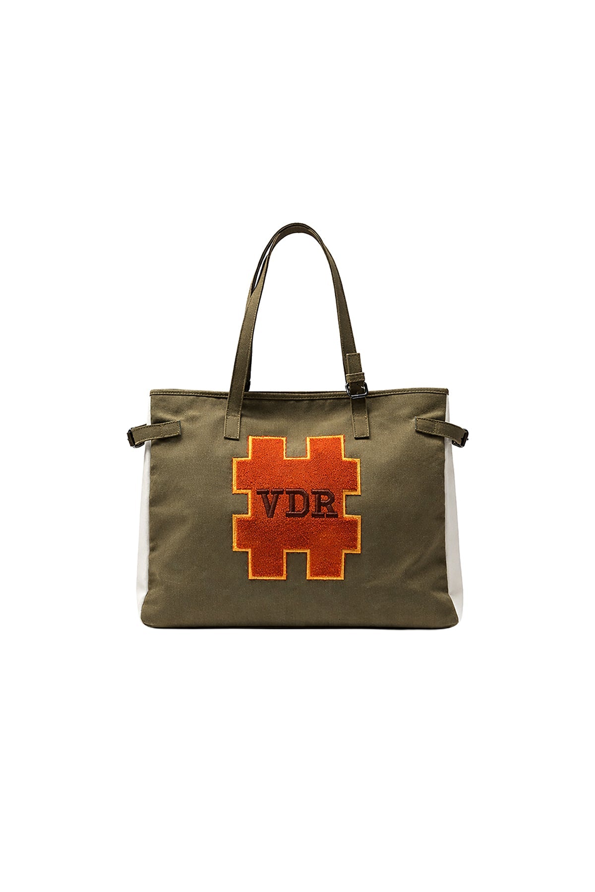 Khaki Blue Denim Detail Tote Bag Ranch