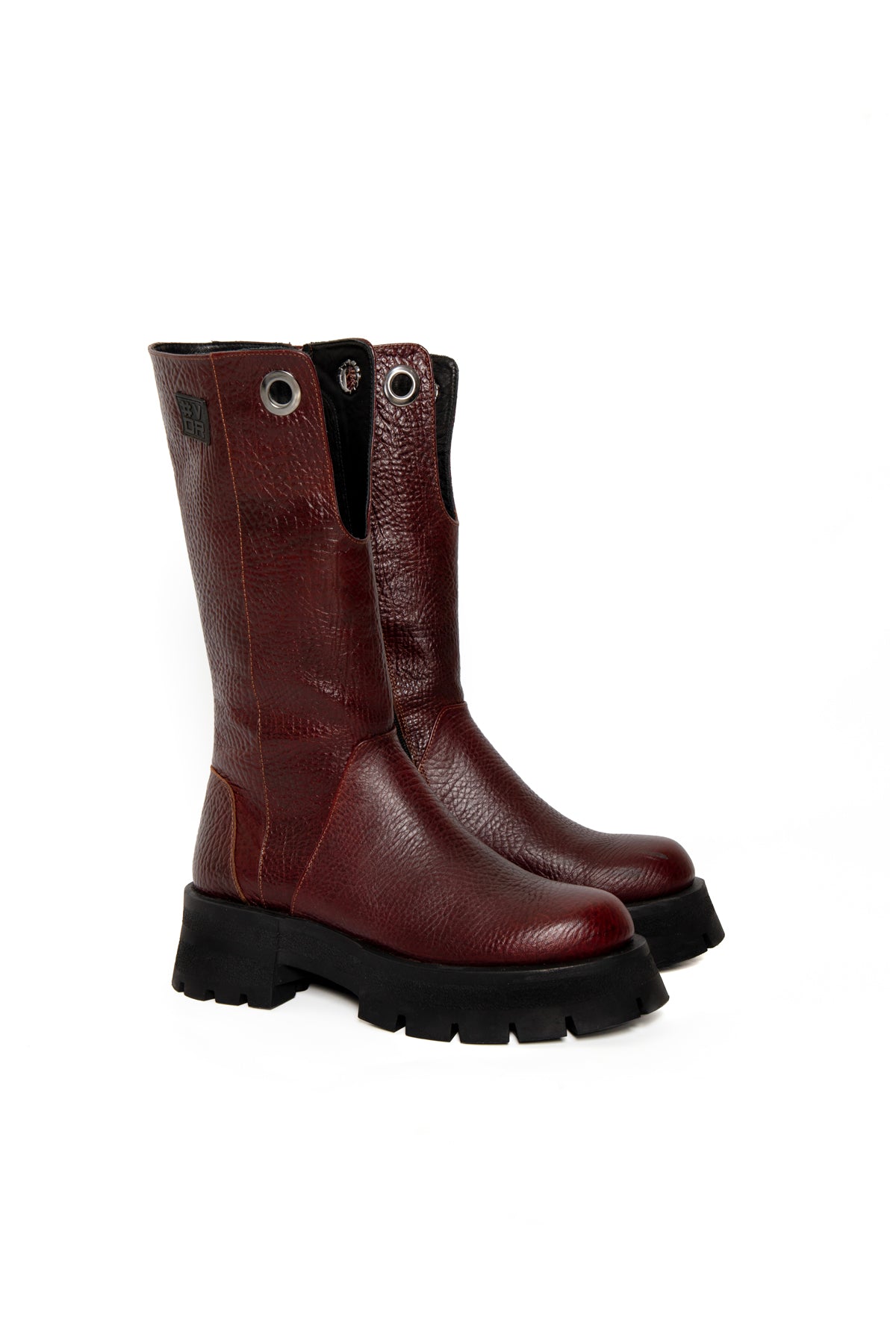 Burgundy Knee High Leather Boots Stefania