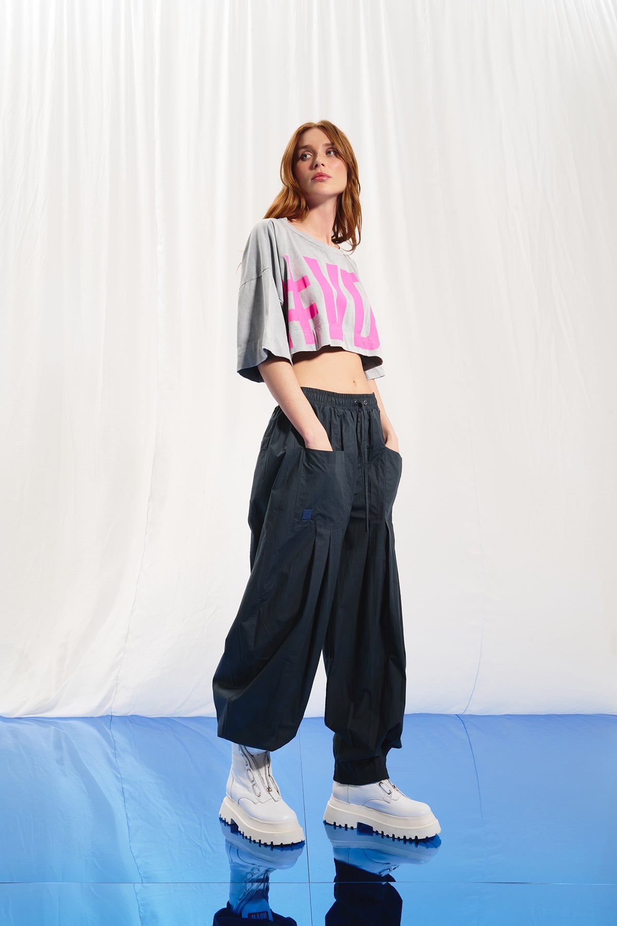 Anthracite Pleated Balloon Trousers 17126