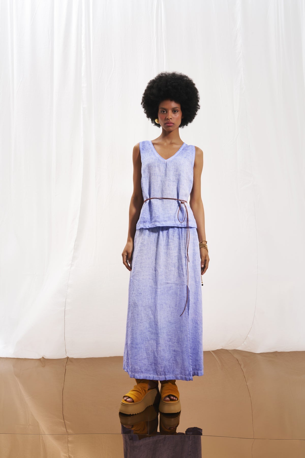 Lilac Linen Midi Skirt 17308