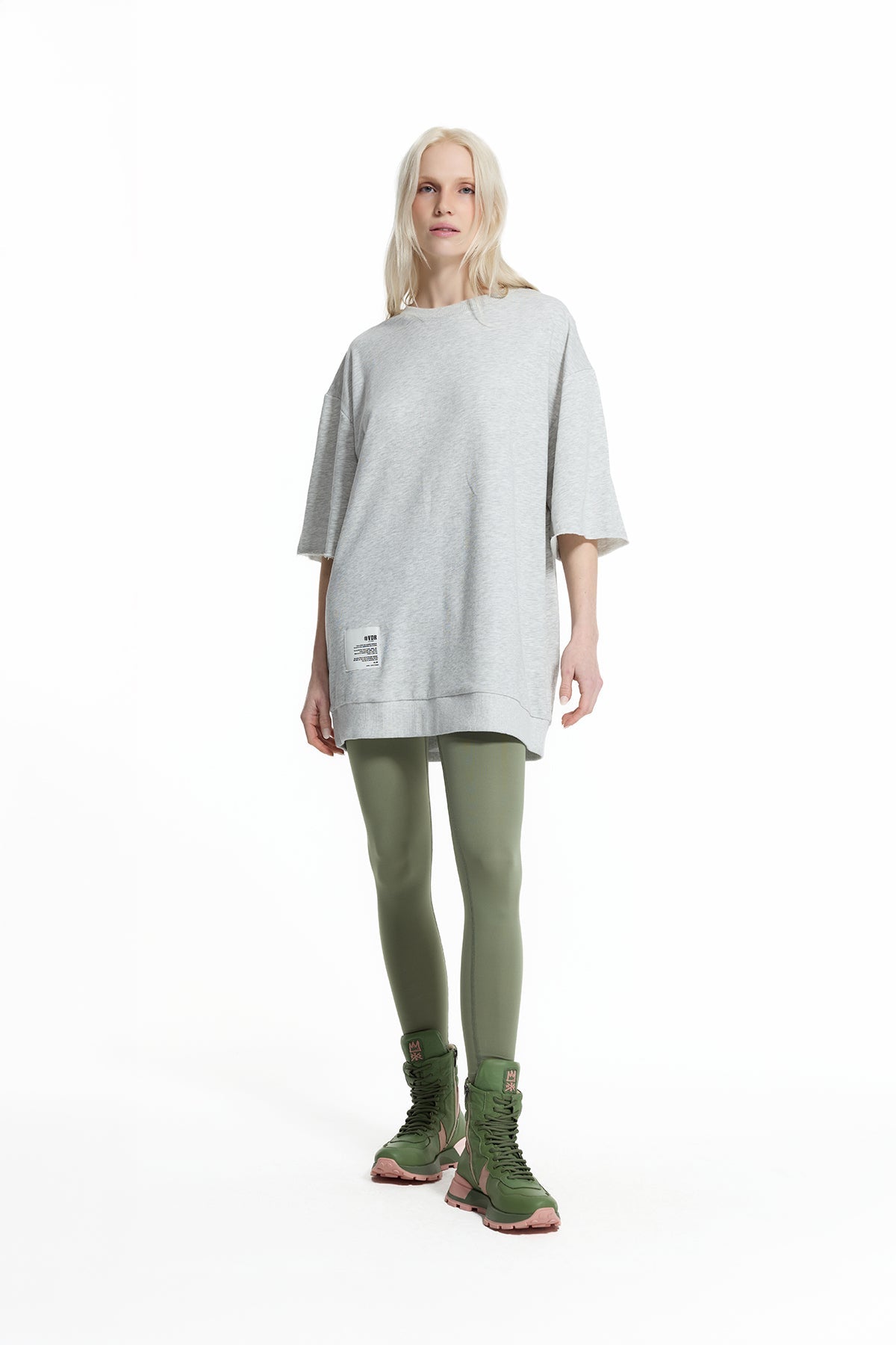 Grey Melange Back Cut-out Layered Sweatshirt 19042