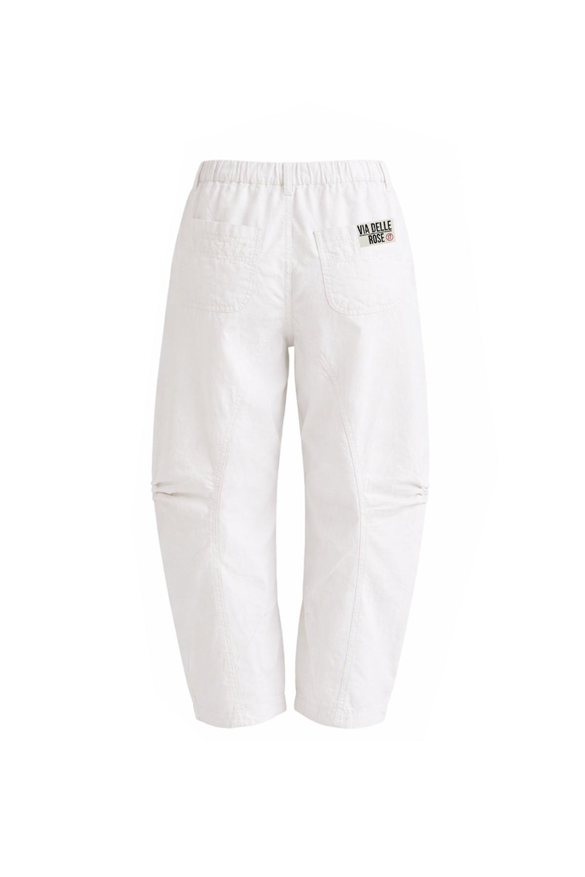 White Pleated Stitch Detail Baggy Trousers 19049