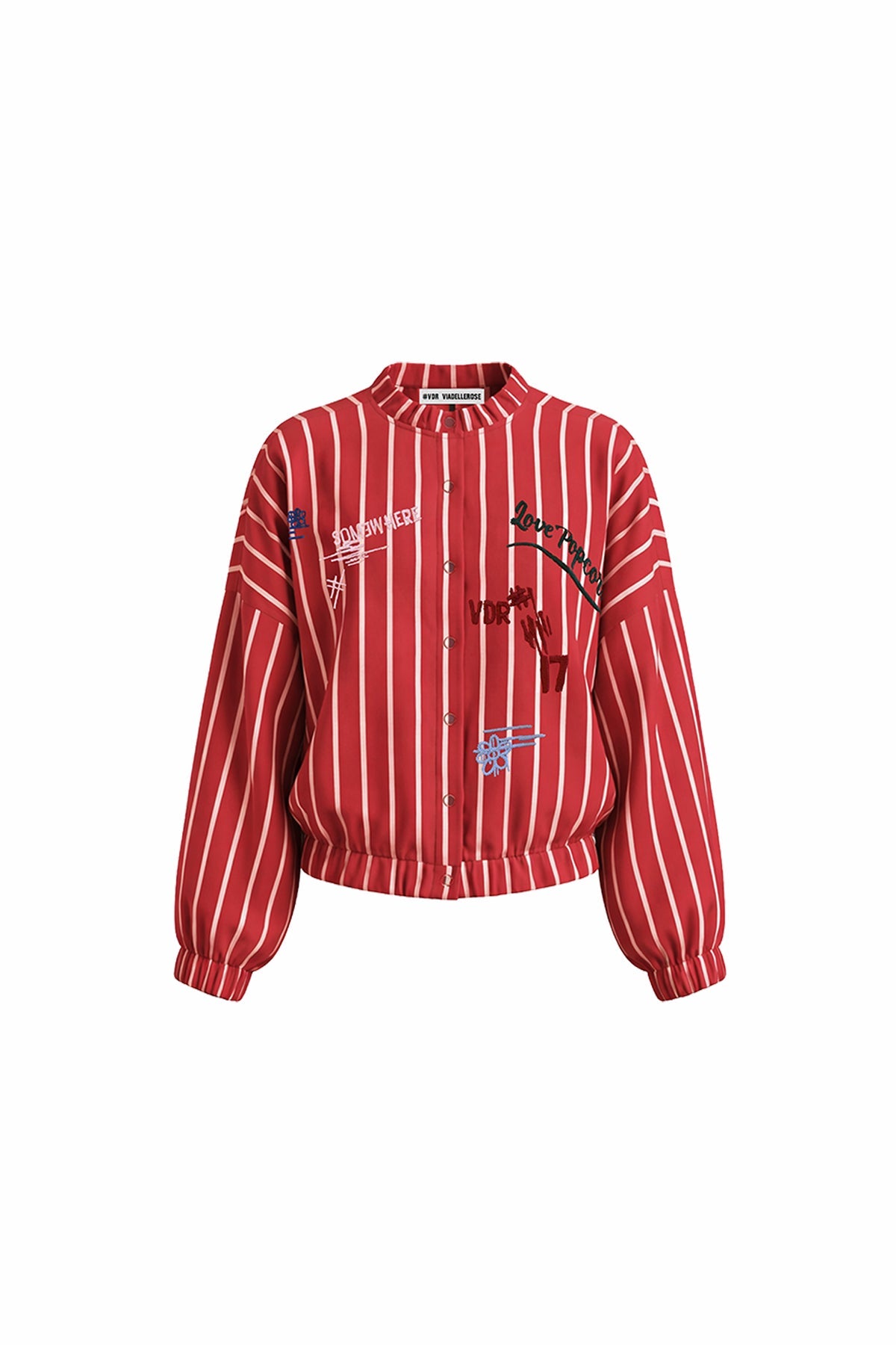 Red White Embroidered Bomber Jacket 19150