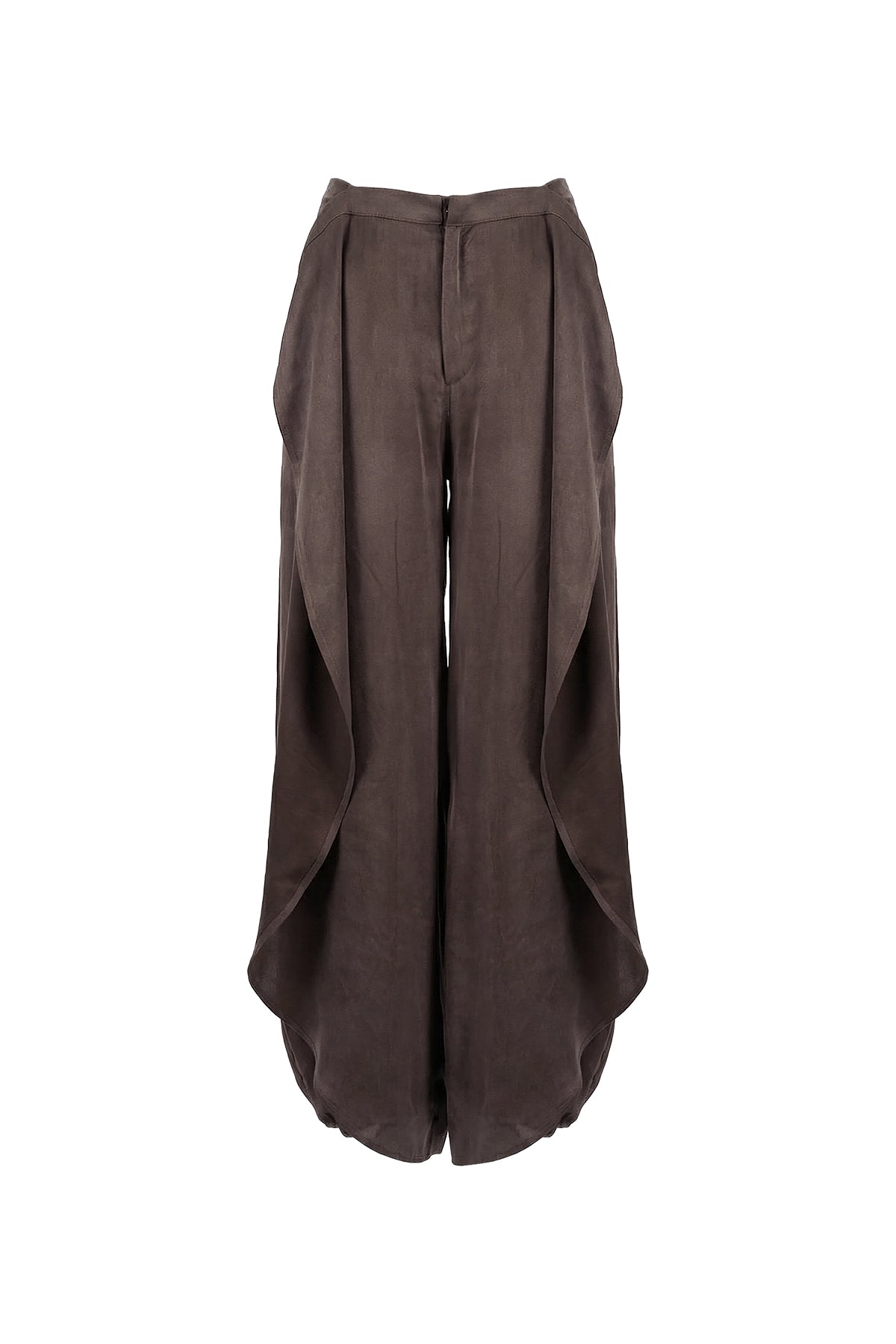 Brown Draped Balloon Trousers 19156