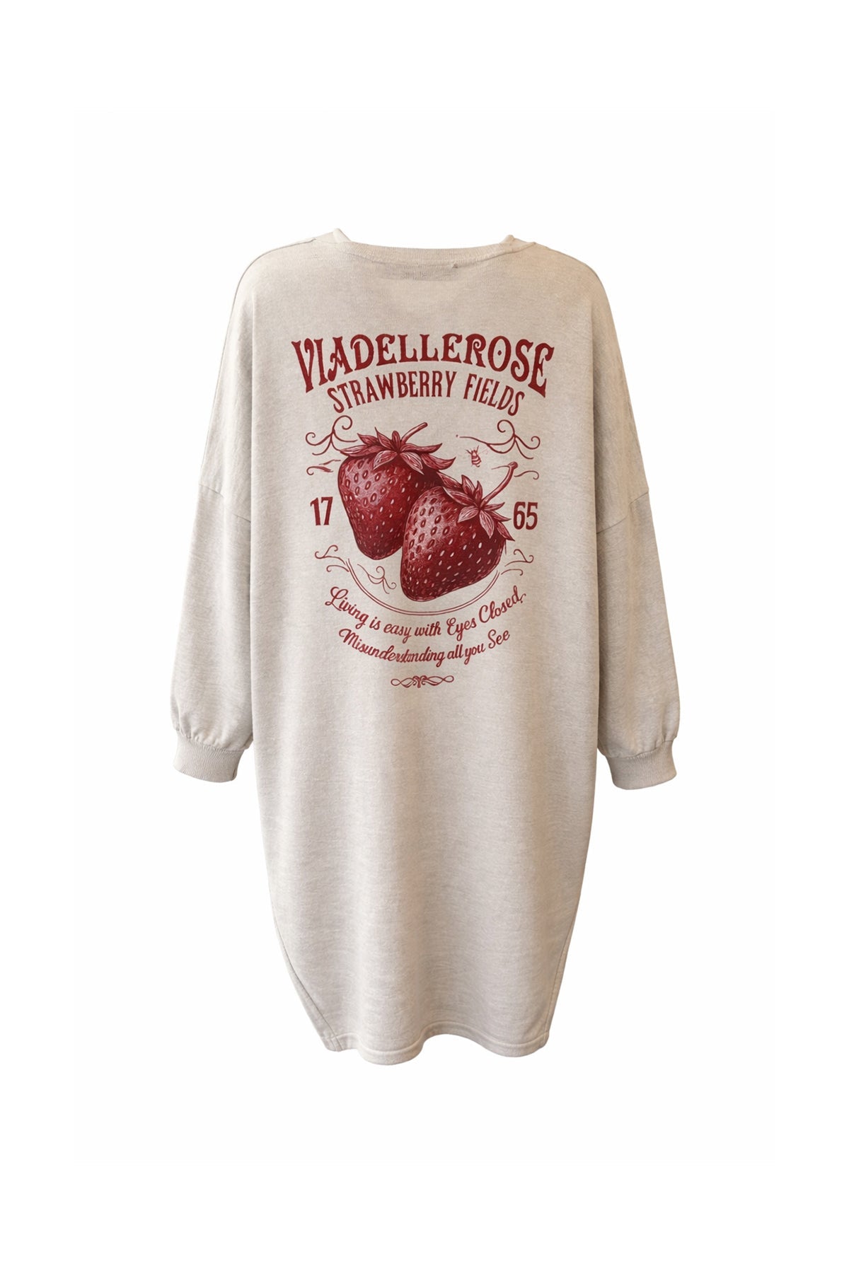 Beige High-low Printed Knit Sweater 19171