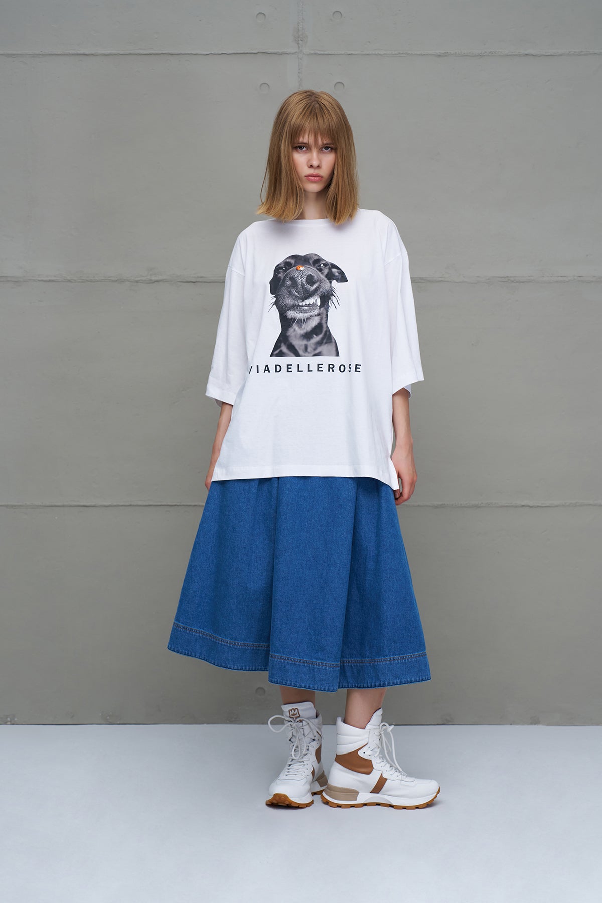 White Printed Oversized T-shirt 18036