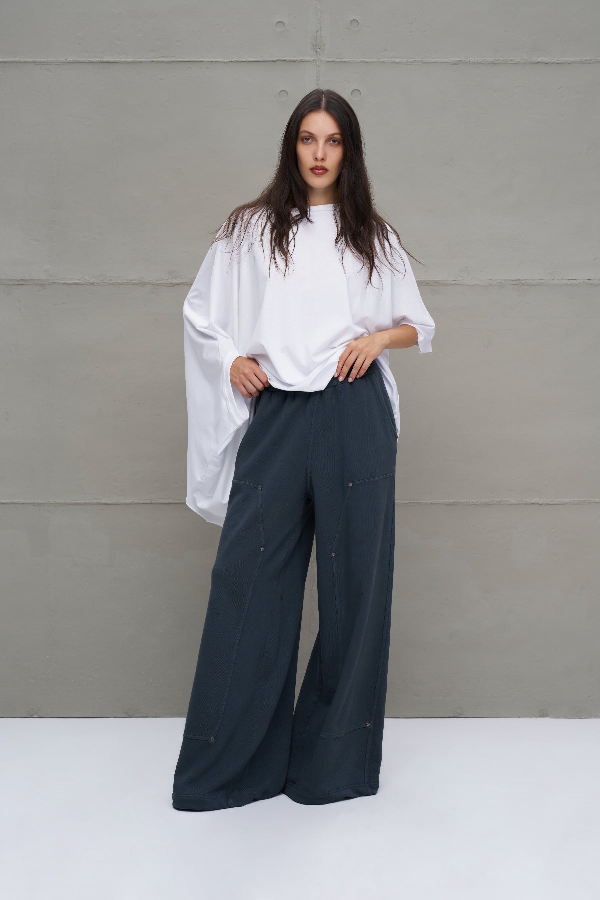 White Asymmetric Oversized T-shirt 18043